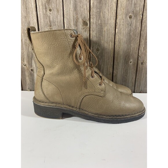 Clarks Shoes - Clarks Originals Women's Maru Elsa Combat Boot Khaki Leather Shoe Size 9.5